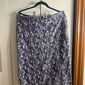 AND Blue and White Floral Pencil Skirt